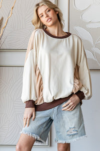 Oli & Hali Color Block Cinched Detailed Top in Cream