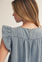 Load image into Gallery viewer, Jodifl Front Pleat Detail Lovely Washed Top in Denim
