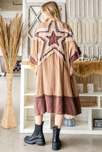 Load image into Gallery viewer, Oli &amp; Hali Open Front Star Patched Kimono in Washed Dijon
