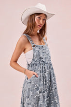 Load image into Gallery viewer, BiBi Frayed Textured Checkered Overalls in Denim
