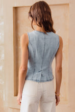 Load image into Gallery viewer, So Me Slim Fit Button Front Vest in Denim
