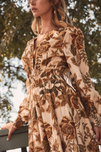 Load image into Gallery viewer, Oddi Floral Printed Midi Dress in Sand Multi
