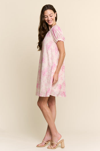 J.nna Floral Print Mini Dress in Orchid Berry