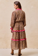 Load image into Gallery viewer, BiBi Leopard Print Midi Dress with Contrasting Wavy Trim in Leopard
