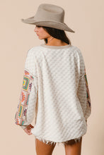 Load image into Gallery viewer, BiBi Mixed Print and Textured Knit Top in Ivory
