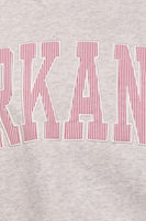 BucketList 'Arkansas' Embroidered Appliqué Sweatshirt in Heather Grey with Crimson Stripe