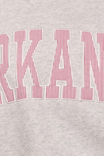 Load image into Gallery viewer, BucketList 'Arkansas' Embroidered Appliqué Sweatshirt in Heather Grey with Crimson Stripe
