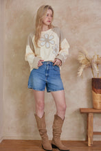 Load image into Gallery viewer, mello. Checkered Contrast Top with Daisy Patches in Multi Brown
