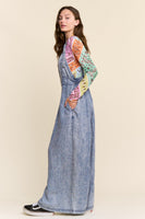 J.nna Retro Revival Wide Leg Overalls in Denim