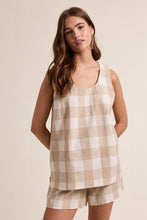 Load image into Gallery viewer, Wishlist Gingham Tank Top And Shorts Set in Taupe/Off White
