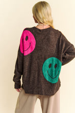 Load image into Gallery viewer, Davi &amp; Dani Multi Colored Smiley Face Print Knit Sweater in Brown Multi ON ORDER
