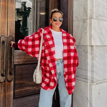 Load image into Gallery viewer, Katydid Pink Plaid Lightweight Body Wrap with Hoodie and Pockets Shirts &amp; Tops Katydid   
