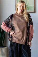 Load image into Gallery viewer, Oli &amp; Hali Mixed Fabric Pullover Sweater Top in Mocha
