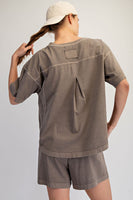 Rae Mode Pigment Washed Cotton Top and Short Set in Mocha