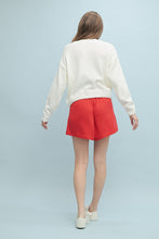 Load image into Gallery viewer, Wishlist Cropped USA Print Knit Sweater in Cream/Navy
