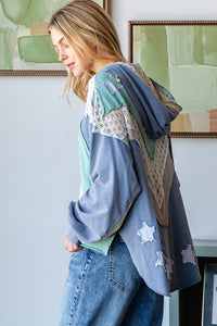 Oli & Hali Color Block Star Patched Jacket in Blue