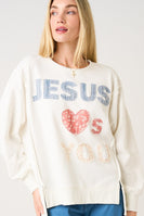 Mittoshop Jesus Loves You Patchwork Sweatshirt in Off White