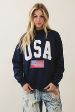 Load image into Gallery viewer, Veveret USA Patched Sweatshirt in Navy
