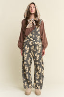 J.nna Floral Print Overalls in Floral Charcoal