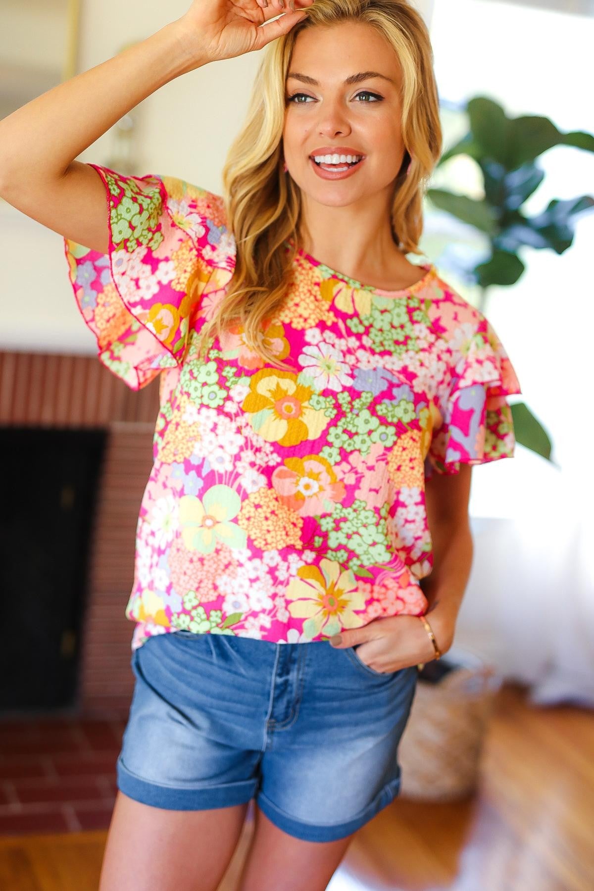 トップス FETICO FLOWER PRINT GATHERED TOP FETICO / フラワープリントトップス｜ESTNATION ONLINE STORE
