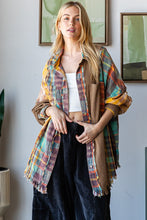 Load image into Gallery viewer, Oli &amp; Hali Waffle Knit and Plaid Print Button Down Top in Mocha
