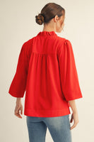 Jodifl Crinkle Texture Top in Red