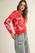 Load image into Gallery viewer, LovLov Rose Floral Cardigan in Rose Pink

