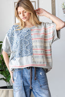 Oli & Hali American Flag Knit Top in Heather Grey