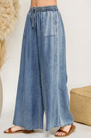 Sage+Fig Denim Wide Leg Palazzo Pants in Denim Blue