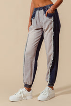 Load image into Gallery viewer, So Me Denim and French Terry Distressed Jogger in Denim/Light Grey
