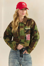 Load image into Gallery viewer, Veveret Camo Jacket with Contrasting Floral Back in Camo Floral

