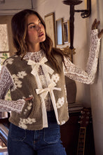 Load image into Gallery viewer, So Me Floral Sherpa Fur Vest in Taupe
