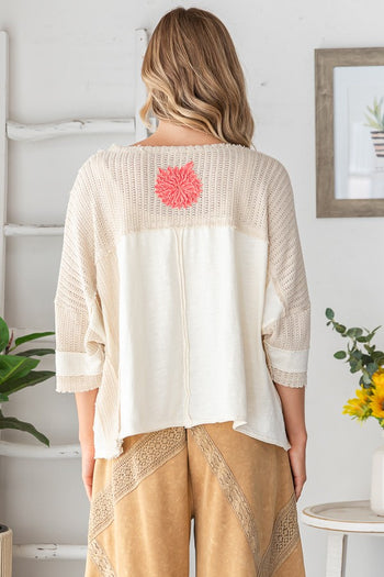 Oli & Hali 3D Flower Boxy Top in Cream