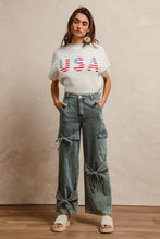 Load image into Gallery viewer, BiBi Cargo Pants with Bow Tie Details in Denim
