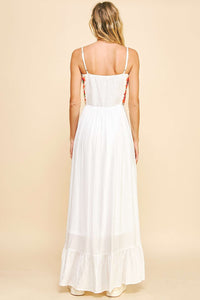 Davi & Dani Crochet Bodice Maxi Dress in White