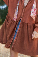 J.nna Mineral Washed Zip Up Jacket in Teddy Bear Brown