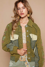 Load image into Gallery viewer, POL Quilted Jacket with Embroidered Sleeves in Basil Multi
