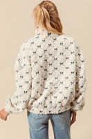 So Me Fleece Diamond and Bow Embroidered Jacket in Ivory