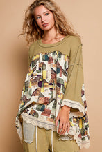 Load image into Gallery viewer, POL Ribbed and Mixed Floral Print Knit Top in Moss Green
