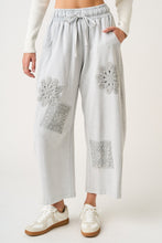 Load image into Gallery viewer, Mittoshop Mineral Wash Crochet Patch Barrel Leg Pants in Silver
