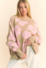 Load image into Gallery viewer, Davi &amp; Dani OVERSIZED Knit Sweater with Floral Print in Beige/Pink
