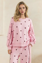 Load image into Gallery viewer, Veveret Charming Polka Dot Lounge Set in Pink/Burgundy
