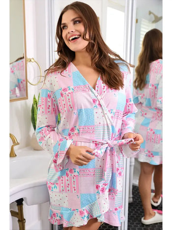 Jess Lea Almost Ready Ribbed Robe in Pink Heirloom