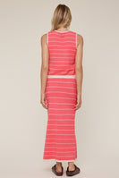 Wishlist Striped Knit Sweater Tank And Skirt Set in Guava/Cream