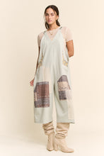 Load image into Gallery viewer, Davi &amp; Dani Cotton Patchwork Jumpsuit Adjustable Strap in Sage Multi
