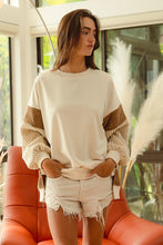 Load image into Gallery viewer, BiBi OVERSIZED French Terry and Corduroy Mixed Top in Taupe Combo
