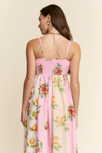 J.nna Amalfi Colorblock Maxi Dress in Yellow Pink
