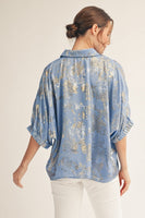 Jodifl Dolman Sleeves Metallic Top in Blue