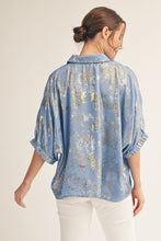 Load image into Gallery viewer, Jodifl Dolman Sleeves Metallic Top in Blue
