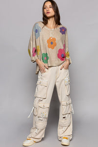 POL Flower Print Top in Beige Shirts & Tops POL Clothing   